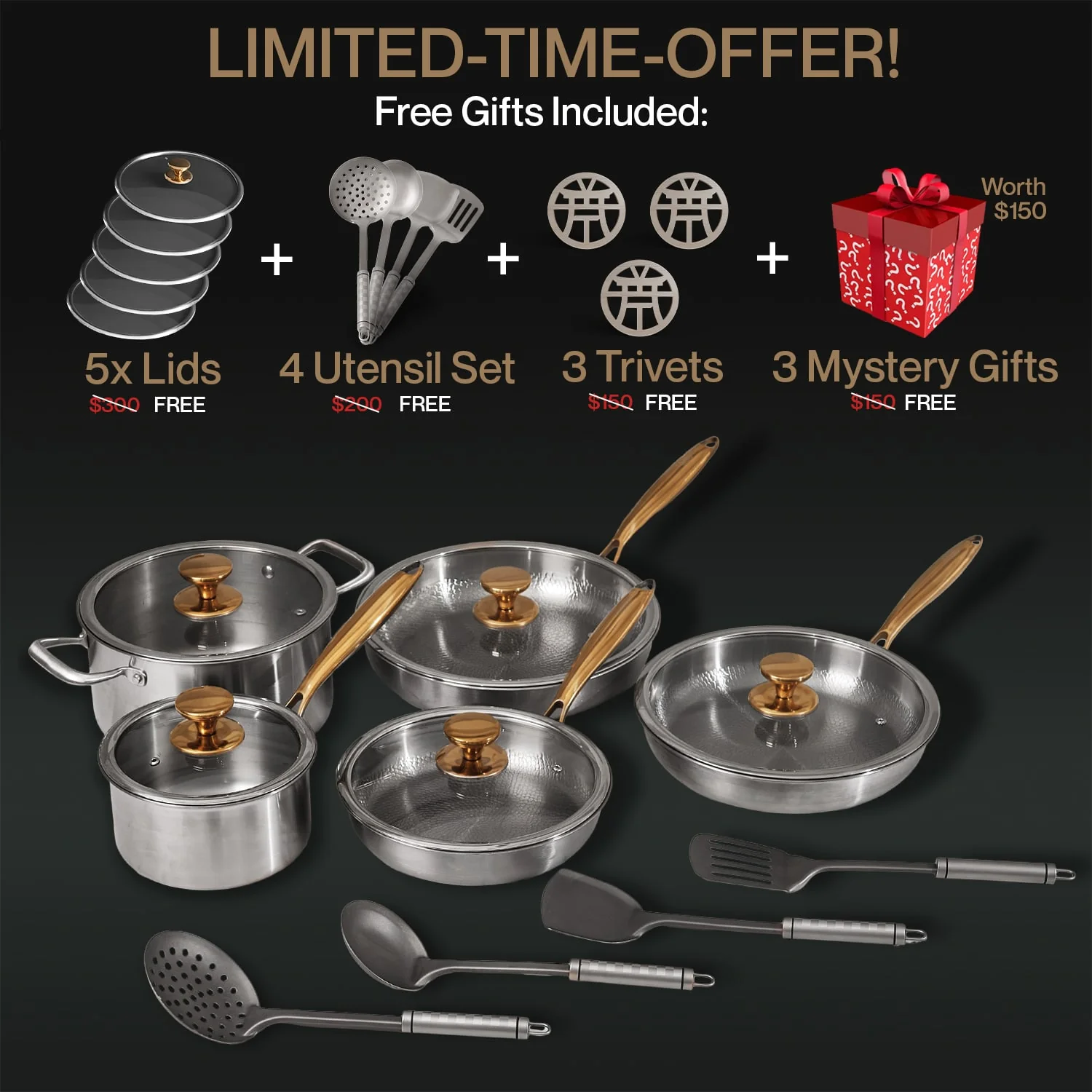 SPRING SALE EXCLUSIVE | Complete Classic Titanium Cookware Set (20 Piece)
